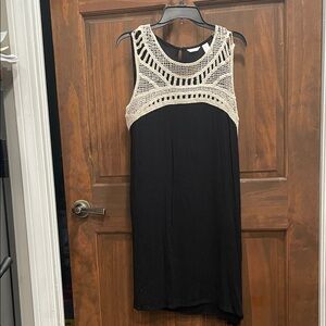Kaktus Black Dress with Cream Lace Detail